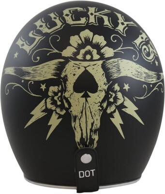 T50 3/4 Shell Retro Style Motorcycle Helmet Flat Black Bullhead