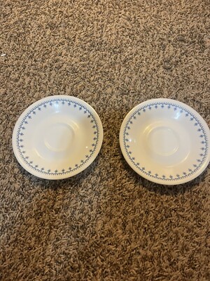Set of 2 Corning Corelle SNOWFLAKE BLUE Pattern 6¼' Saucers 