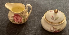 Crown Staffordshire Fine Bone China Cream & Sugar Mini Miniature Lovely