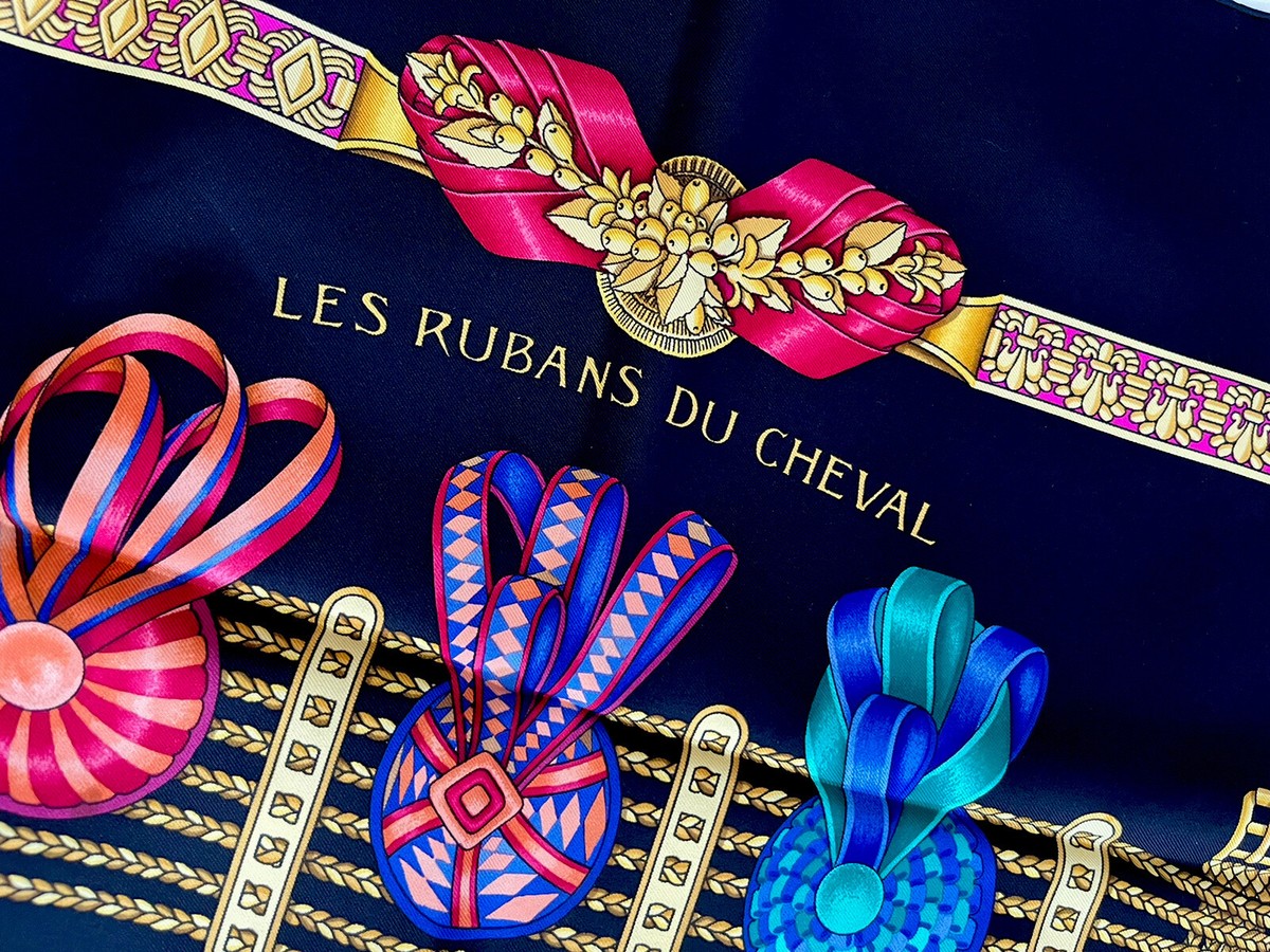 Hermes Scarf Les Rubans Du Cheval NEW In Box Silk black