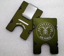 Air Force, BilletVault Wallet/Credit Card Holder, Aluminum RFID protection,Green