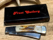 Frost Cutlery Second Cut Bone 4" Razor Lock Pocket Knife F17150SC
