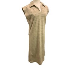 Large Kay Windsor Vintage 1970s Polyester Dress Micro Star Print Point Collar