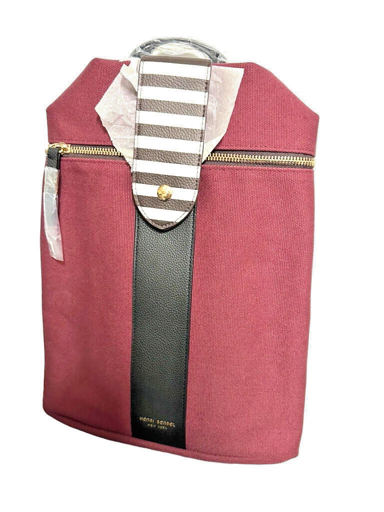 Henri Bendel packable backpack maroon canvas new rare eBay