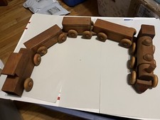 Hand Crafted Wooden Train 5 Piece Set Childs Toy Handmade Solid Wood