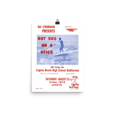 1962 Hot Dog On A Stick Surf Movie Poster 12''x16''