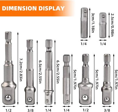 Bohrmaschine Adaptersatz Stecknuss Adapter Stecknusshalter Bit 1/4'' 3/8'' 1/2''