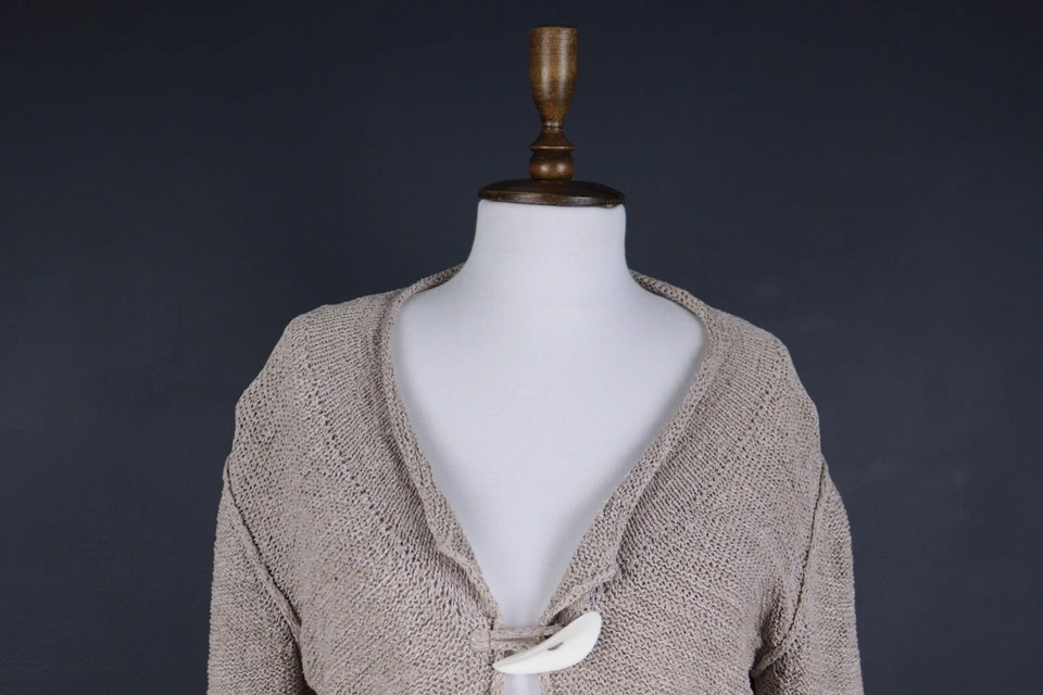 OSKA Beige Knit Lagenlook One Button Cape Cardigan Sweater Size 2 - Image 4 of 4