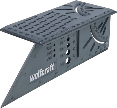 Wolfcraft 5208000 3D-Gehrungswinkel Streichmaß integrierte Bohrlehre Messen