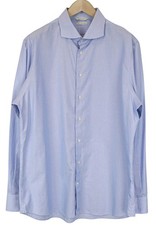 SUITSUPPLY Men's Shirt 46/18 Extra Slim Blue Pure Cotton Long Sleeve Classic