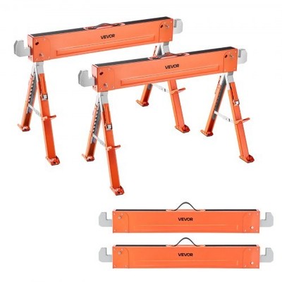 Saw Horses, 2 Pack Folding Work Horses, 1800 lbs Load Capacity Sawhorse with Hea
