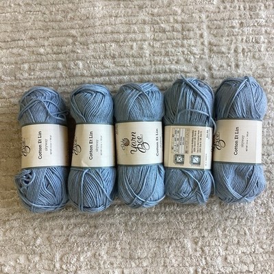 Lot Of 5 Yarn Bee Cotton Et Lin Yarn Skyway Blue Aran Cotton Linen Blend Summer