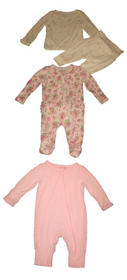 Infant Girl's 4pc Bamboo Lot Aablexema-Angel Dear-Carter's Romper-Sleepers 0-3mo