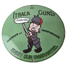 Vintage Gun Sign - Ithaca Firearm Sales Porcelain Gas Oil Pump Advertising Sign