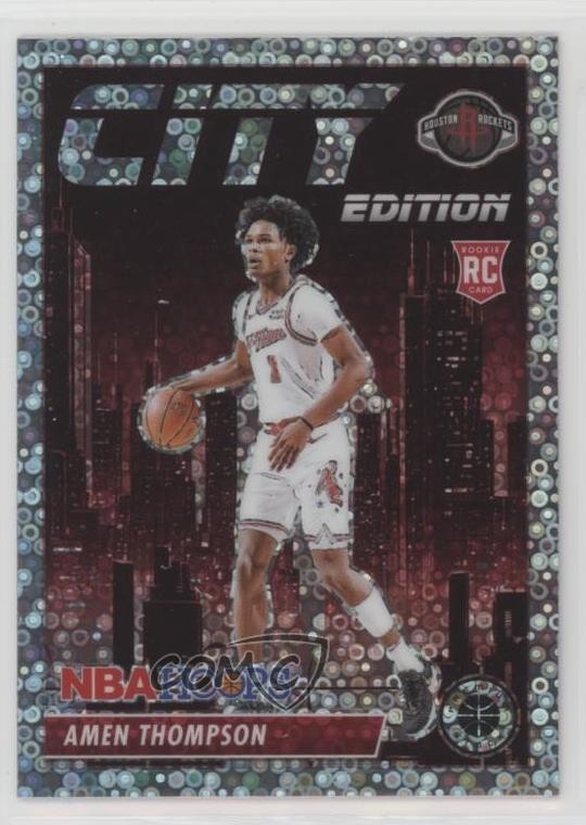 2023-24 NBA Hoops Premium Stock City Edition Disco Prizm Amen Thompson Rookie RC