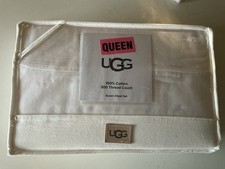 4 pc UGG Queen Iona Sheet Set Bright White 100 Cotton 300 Count