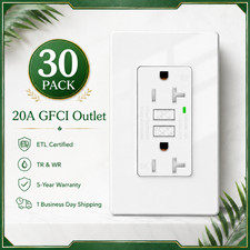 20A Amp Ground Fault Receptacle GFCI Outlet Tamper Resistant WR with Plate 30Pcs