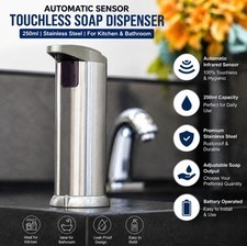 Automatic Sensor Stainless Steel 250ml Touchless Soap Dispenser Kitchen Bathroom