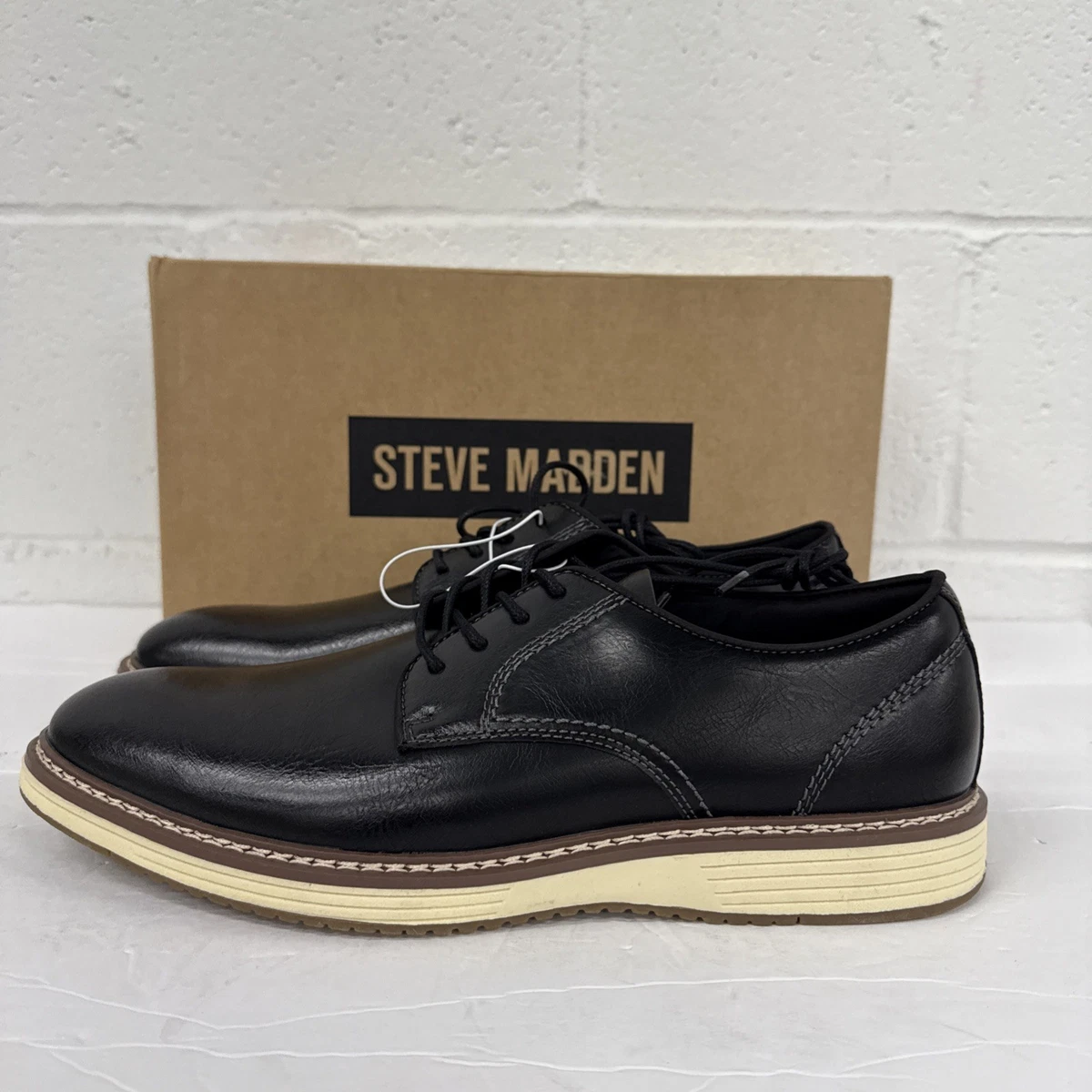 Steve Madden Men\'s P-Klaws Black Leather Derby Square Toe Shoes - 10.5 STEVE MADDEN Black Leather Shoes - 10.5 US – LuxAnthropy main image 4