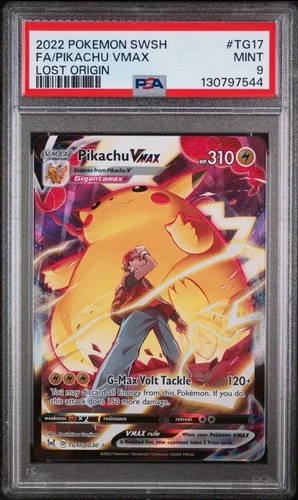 2022 POKEMON SWORD & SHIELD LOST ORIGIN #TG17 FULL ART/PIKACHU VMAX PSA 9