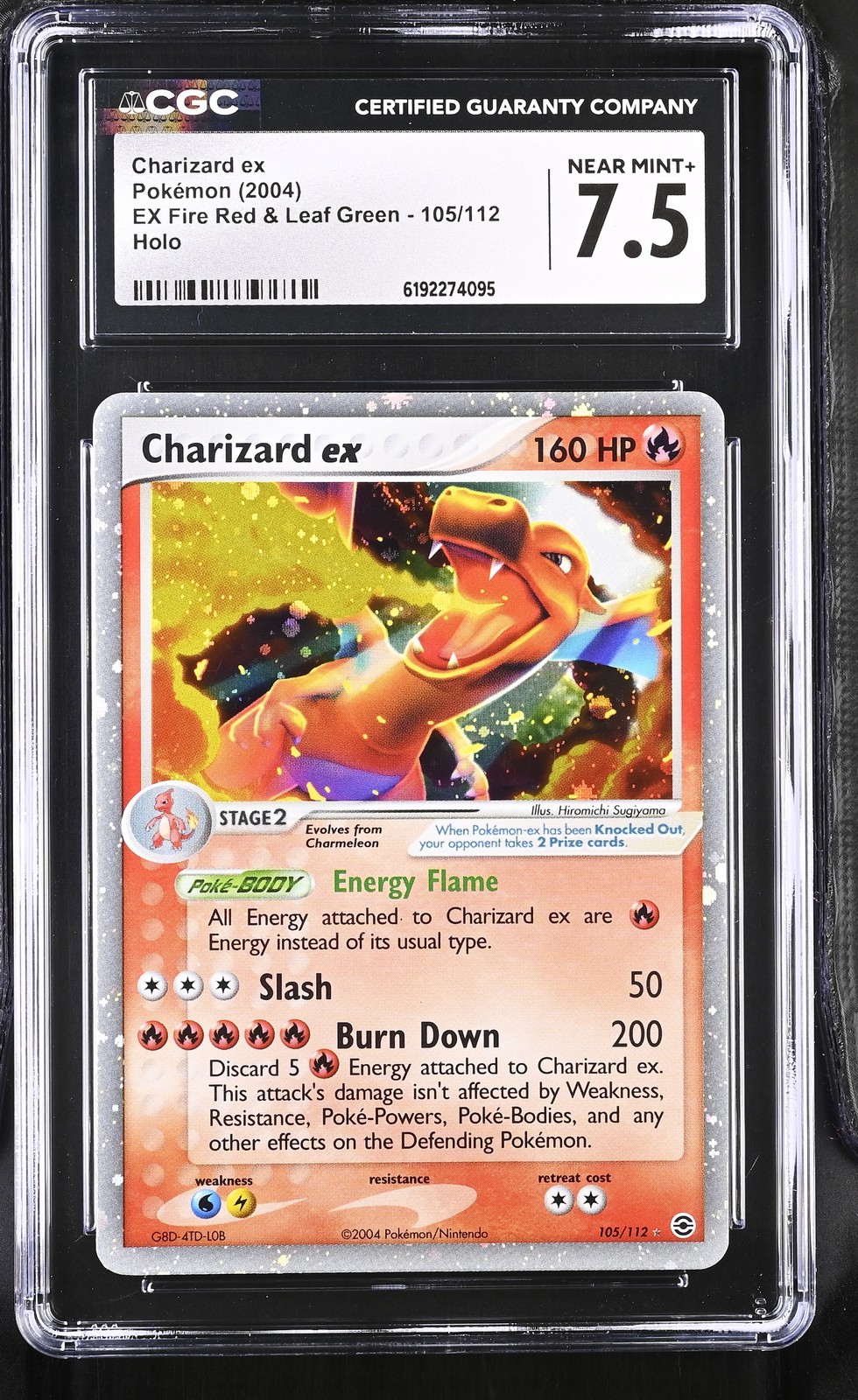 CGC 7.5 Charizard EX 105/112 EX Fire Red & Leaf Green Holo Pokemon Card