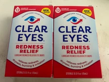 Clear Eyes, Redness Relief Eye Drops, 0.5 Fl Oz (Pack of 2)  EXP 9/2027