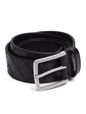 BOTTEGA VENETA $720 Black Intrecciato Belt New & Authentic