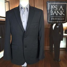 Joseph A Bank Suit Jacket Blazer Mens 39R Black Wool India Double Vented