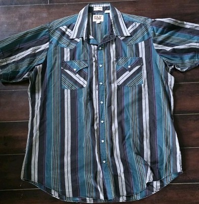 Ely Cattleman Pearl Snap Shirt Mens XL Tall XLT  Western Short Sleeve