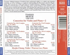FRIEDRICH SEITZ - CONCERTOS FOR VIOLIN AND PIANO NEW CD