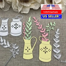 Milk can pitcher floral vines leaves metal cutting dies cut machine cutter die