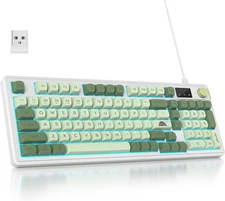 96% Wireless Matcha Green Keyboard with Number Pad Knob, 98 Keys Silent Mechanic