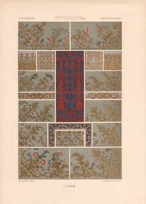 WASCHINETT VERZIERUNG POLYCHROM 78 17. Jahrhundert Barock Kunst Muster Motive um 1885