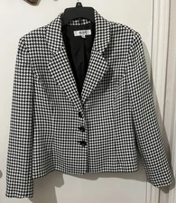 JONES STUDIO SEPARATES BLAZER JACKET Womens LG-XLG HOUNDSTOOTH 3 Button & Lined
