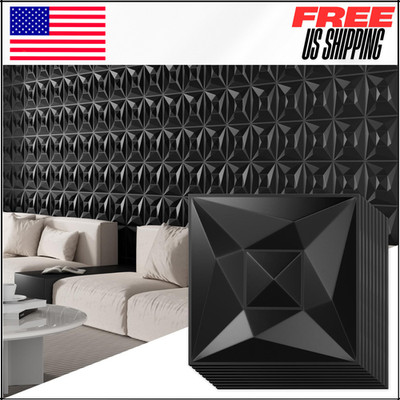 3D Wall Panels for Interior Black 11.8''x11.8'' Covering Panels, PVC Textured 40Pc