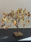 Vtg Mid Century Brass Wire Money Tree Metal Art Sculpture Good Luck Dream 12