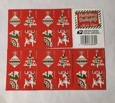USPS Forever Holiday Delights Stamps, 1 Booklet of 20 Mint , 2020