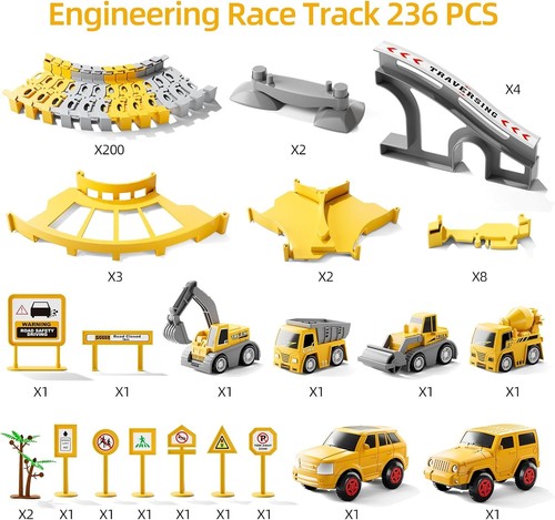Toddler Race Track Toys with Electric Cars and Construction Trucks for Boys - Picture 9 of 11