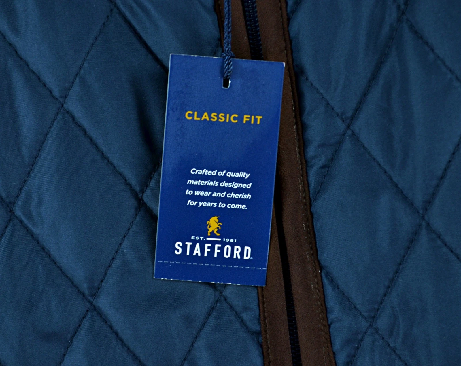 Stafford Quilted Vest Men's 2XL Blue Classic Fit Lined Full Zip Golf NWT image 3