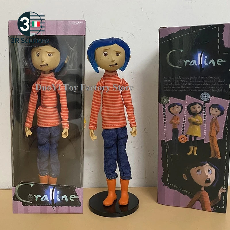NECA Anime Coraline Doll Figura Anime Articolata Maglione Impermeabile in Camici