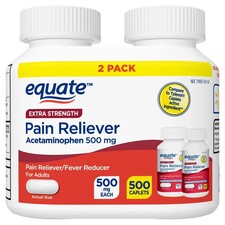 Equate Extra Strength Acetaminophen Pain Reliver Caplets 500 mg 250 Count 2 Pk..