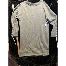 NWT Gap Sweatshirt Dress Tunic Gray Large Lace up Sleeve