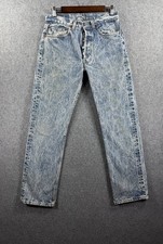 Vintage Levis Jeans Mens 31x30 (Fits 30x29) Blue Acid Wash 80s 501 Made in USA