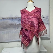 V FRAAS Cashmink Scarf Paisley Purple Pink Multicolor Made In Germany Boho Comfy