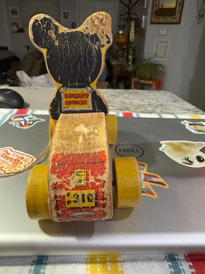 Vintage 1950’s Fisher Price Mickey Mouse Wood Puddle Jumper Car - Image 3 of 4