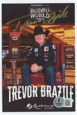 Trevor Brazile Signed Autographed NFR Rodeo 4x6 Promo Card Beckett