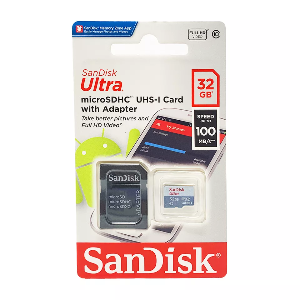 SanDisk Micro SD Card Ultra Memory 32GB Class 10 TF With Adapter Lot of 10 pack - Image 2 of 3