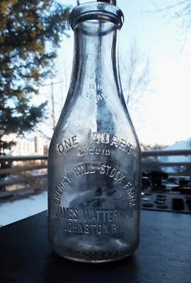 Cherry Hill Stock Farm James Watterman Johnston, RI TREQ milk bottle