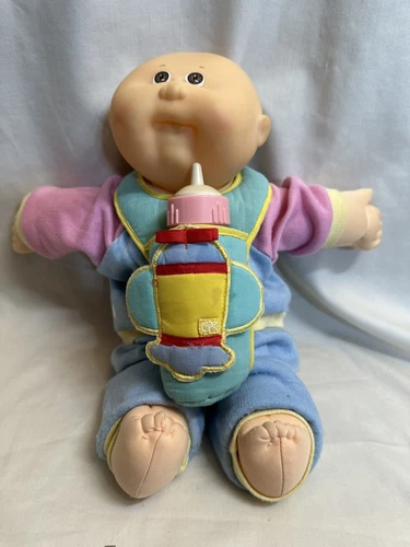 Vintage Boy Cabbage Patch Kid Preemie with Bottle 14in Original Clothing