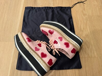 Shoes Prada Pink Leather Hearts Brogue Platform Derby | eBay